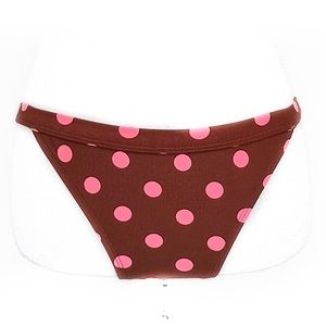 NEW Hobie Chocolate Brown & Barbie Pink Polka Dot Full Coverage Bikini Bottoms M